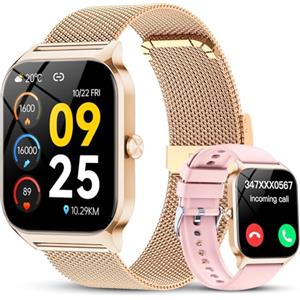CASCHO Smartwatch Donna,1.85''Orologio Smartwatch Donna con Chiamate/Notifiche WhatsApp,120 Modalità Sportive/Sonno/Cardiofrequenzimetro/SpO2/Contapassi,Smart Watch per Android iOS(Doppio Cinturino)