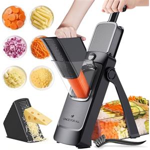 ONCE FOR ALL Mandolina Affettatrice di verdure Spessore regolabile Patate Cipolla Chopper Kitchen Chopping Artifact Multifunzionale Cutte (Aggiornamento - Nero)