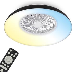 BRILONER - Ventilatore da soffitto con luce LED, telecomando, motore DC silenzioso con 5 velocità, CCT e luminosità regolabile, lampadario ventilatore da soffitto, lampadario, 60 cm, nero, bianco