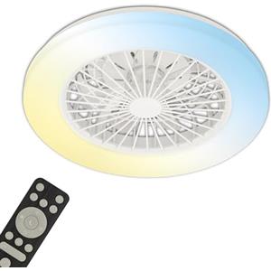 Briloner - Plafoniera con Ventilatore a 5 velocità, telecomando, dimmerabile, lampada per camera da letto, lampada per soggiorno, lampada da soffitto con ventilatore, 48,5x14,5 cm (DxA), bianco