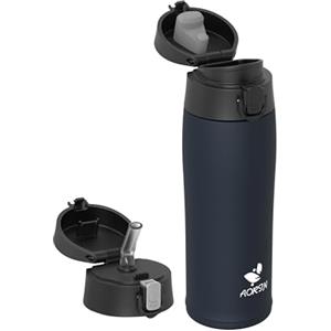AORIN Borraccia Termica, Borraccia in Acciaio Inox 18/8, 500ml Borraccia Bambini, Bottiglia Termica Senza BPA e Perdite, Thermos per Sport, Outdoor e Pendolarismo con 2 Coperchi