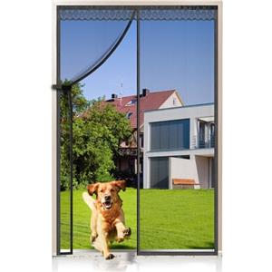 EXTSUD Zanzariera Magnetica Porta Finestra in Fibra di Vetro 140x240cm, Chiusura Automatica, Tende Antimosche Traspiranti Protezione da Insetti Zanzariere a Calamita per Casa Ufficio, Nero
