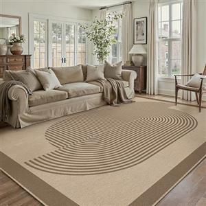 PureCozy Tappeto da Esterno Salotto 160x230cm Lavabile Antiscivolo Tapette Beige Tappeti Juta Simil Carpet Camera da Letto Giardino Balcone Terrazza Impermeabile Rug