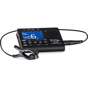 Rocktile MT-60 Metro-Tuner: accordatore con microfono e sensore piezo, 5 modalità, metronomo, generatore suoni, altoparlante, uscita cuffie, adatto a tutti gli strumenti, nero.
