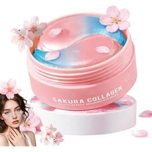 EHIOG 60 Pezzi Patch Occhi con fiori di ciliegio,Collagene Patch Occhiaie e Borse, Maschera Occhi Riduce le Rughe e le Linee Sottili, Migliora e Rassoda la Pelle degli Occhi, Contorno Occhi Idratante