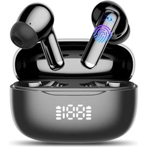 Tiksounds Cuffie Bluetooth , Auricolari Bluetooth 5.4 in Ear, Cuffie Wireless con 4 ENC Mic HiFi Stereo, Cancellazione Rumore, 40 Ore Sport Cuffie Senza Filo, IP7 Impermeabili LED Display per iOS/Android, USB-C