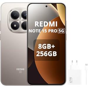 XIAOMI Redmi Note 15 Pro 5G - Smartphone da 8+256GB, Schermo da 6,83" 1,5K AMOLED, MediaTek Dimensity 7400-Ultra, fotocamera da 200MP, batteria da 6580 mAh, Colore Titanio, Caricabatterie da 67W