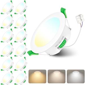 Jaenmsa Faretti Led da Incasso per Cartongesso 230V, 4W Foro Φ 55-65mm, IP44, Dimmerabile, Faretti LED Soffitto, Bianco Caldo 3000K Bianco Neutro 4000K Bianco Freddo 6500K, Set di 12
