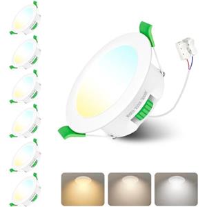 Jaenmsa Faretti Led da Incasso per Cartongesso 230V, 4W Foro Φ 55-65mm, IP44, Dimmerabile, Faretti LED Soffitto, Bianco Caldo 3000K Bianco Neutro 4000K Bianco Freddo 6500K, Set di 6