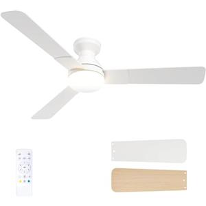 Passky Ventilatore da Soffitto 132 cm con Illuminazione e Telecomando, Motore DC Silenzioso, 6 velocità, Luce LED Dimmerabile, 3 Temperature di Colore (3000 K-6000 K), Timer per Camera da Letto