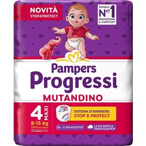 Pampers Progressi Mutandina 4 Maxi (8-15 kg) - 19 Pezzi con Cuore Assorbente e Fascia Elastico