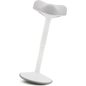 Waytex Sgabello dinamico a dondolo, migliora la postura, base bombata antiscivolo, seduta comfort trapuntata forma sella, altezza regolabile, seduta in piedi, lavoro ufficio, casa, disegno - bianco-grigio