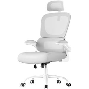 SONGMICS Sedia Ergonomica da Ufficio, Sedia Computer, Tessuto Rete a Doppio Strato, Braccioli Sollevabili, Supporto Lombare Adattabile, Poggiatesta Regolabile, per Studio, Grigio Tortora OBN041G01