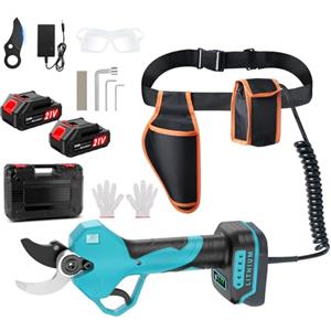 CHGBOSTH Forbici Potatura a Batteria, con Marsupio e Cavo di Prolunga, Apertura Massima Della Lama 50 mm, Batteria SK7 da 21V 2*2000mAh, Forbici da Potatura con Motore Brushless per Giardinaggio, Alberi Frutto