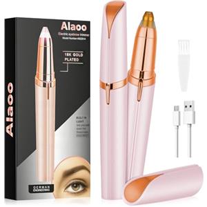 Alaoo Epilatore Viso Donna, Rasoio per Sopracciglia Indolore, Ricaricabile Rasoio per Viso e Sopracciglia, Per Sopracciglia, Labbra, Peli del Viso(Rosa)