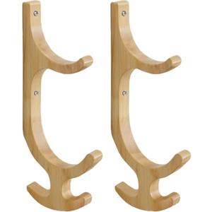 Generico Supporto Da Parete Per Tappetino Yoga, Coppia Di Mensole In Legno Con 4 Ganci 41x25cm | Organizer Attrezzatura Fitness Per Casa Per Foam Roller, Bande Di Resistenza, Corda Per Saltare, Anelli Fitness,