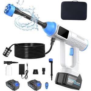 DXHGHYGL Idropulitrice Professionale a Batteria 21V 15000MAH con 2 Batterie,Idropulitrice Portatile con Cassetta Degli Attrezzi per Auto,Terrazza e Giardino di Pavimenti e Esterni (Blu)