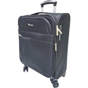 COVERI COLLECTION Trolley Morbido, bagaglio a mano 55x38x20 4 ruote, Chiusura Combinazione,Misure Ideali, Perfette per Ryanair, Air Italy, EasyJet, Lufthansa ESPANDIBILE !!! (NERO)