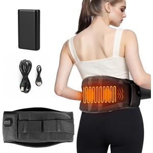 GuKKK Fascia Lombare Riscaldamento, GuKKK Termoforo Elettrico 16000mah, Termoforo Lombare con 3 Livelli di Temperatura e Massaggio a Vibrazione, Fascia Riscaldante Lombare, per Schiena Addome (Nero)