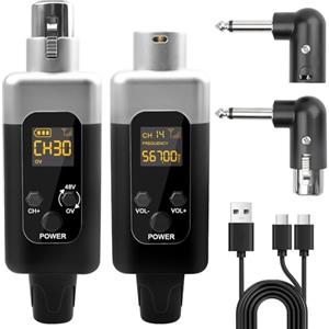 Behogan Ricevitore microfono, trasmettitore wireless, ricevitore portatile, adattatore per microfono a condensatore dinamico per palcoscenico e lezioni