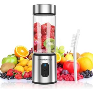 PAISHENKEJI Frullatore portatile in vetro per frullati e frappè: frullatore personale per frullati per tritare ghiaccio e frutta congelata, Mini Blender da 400 ml ideale per frullato di ghiaccio e spremute
