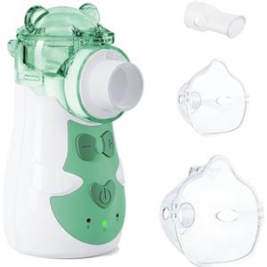 AEKREY Aerosol Portatile Silenzioso Ultrasuoni Ricaricabile 5 Velocità di Atomizzazione per Adulti e bambini Macchina Aerosol per Viaggio con Atomizzatore Sostituibile (Verde)
