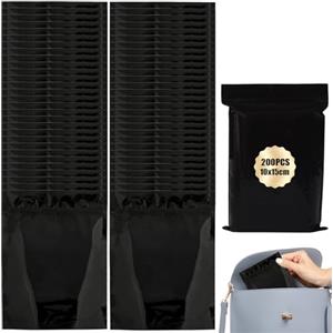 BAIFULAI 200 sacchetti igienici per assorbenti igienici, sacchetti per smaltimento, sacchetti con chiusura a pressione 10 x 15 cm, spessore femminile, colore nero opaco, per tamponi per la vita di tutti i