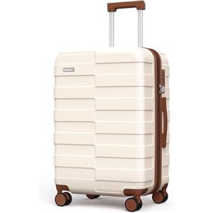 Vipbox Valigie Rigide Media 65cm (3 ANNI DI SERVIZIO VIP) Espandibile Policarbonato Ultra Leggera Trolley da Viaggio Durevole Valigia con Chiusura TSA e 4 Ruote, Bianco Elegante