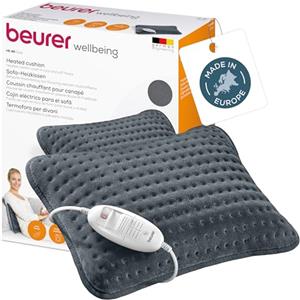 Beurer HK 48 Cosy Cuscino termico, superficie ultra morbida in tessuto traspirante, 3 livelli di calore e riscaldamento rapido, sistema di sicurezza BSS, colore Grigio