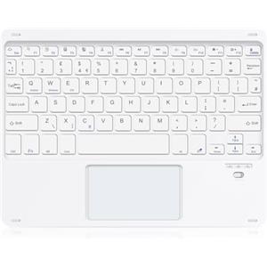 SOPPY Tastiera Bluetooth portatile con touchpad, mini tastiera ricaricabile, tastiera wireless per iPad 9.7/iPad 10.2/iPad Air/Pro/Samsung Tab/Lenovo Tab/iOS/Android/Windows, layout UK (bianco)