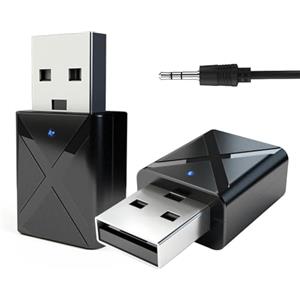 Digitalkey Adattatore Bluetooth 5.0 USB Trasmettitore e Ricevitore per TV, PC, Cuffie, Altoparlanti, Autoradio con Cavo Audio AUX 3.5mm