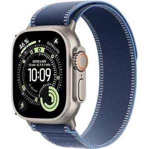Apple Watch Ultra 3 [GPS + Cellular 49 mm] Smartwatch da corsa e multisport con cassa in titanio naturale e fibbia Trail blu/blu brillante. Comunicazioni satellitari, monitoraggio salute e attività