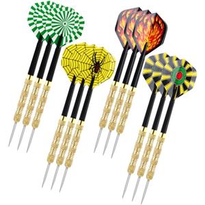 LDERFIV 12 Pezzi Freccette In Metallo Freccette Professionali Freccette Punta Acciaio Freccette Steel Professionali Set di Darts per Principianti Alberi di Dardo e Voli 14 Grammi per Bersaglio Freccette