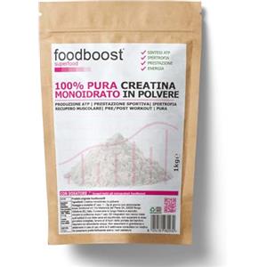 foodboost Creatina Monoidrato pura in polvere 1kg foodboost - pure - con dosatore - per performance atletica, massa muscolare, marchio di fiducia italiano, pre workout - 500 DOSI