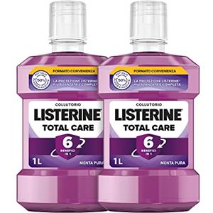 LISTERINE Total Care, Collutorio al gusto di Menta Pura, Collutorio al Fluoro con 10 benefici in 1 per una protezione completa e denti più forti, per un'igiene orale completa, 2x1L- Esclusiva Amazon