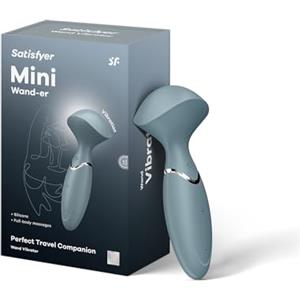 Satisfyer Mini Wand-er Massager Vibratore | 12 Programmi di Vibrazione | Impermeabile (IPX7) | Silicone medicale | Sex Toys per Massaggi erotici | Sex Toy per Donne | Grigio