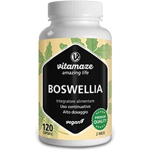 Vitamaze - amazing life Boswellia Serrata 9000 mg (10:1), 120 Capsule, 900 mg di Estratto per Dose Giornaliera, 85% Acidi Boswellici, Integratore Vegano, Privo di Magnesio Stearato, Qualità Tedesca, Vitamaze®