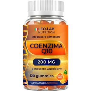 L.E.O LAB Coenzima Q10 200mg 120 Gummies Gusto Arancia - Formula con Vitamina C - Integratore Q10 Made in Italy