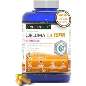 NUTRICEL Curcuma Capsule C3 Reduct® brevettata con Estratto di Boswellia, Zenzero e Pepe Nero, Potente Antinfiammatorio e Antiossidante Naturale - Curcumina con studi clinici - Approvata EFSA | 120 Capsule