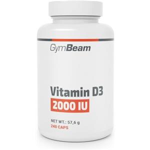 GymBeam Vitamina 50 mcg (2000 UI), Integratore di Vitamina D, Colecalciferolo, Supporto al Sistema Immunitario, Assorbimento di Fosforo e Calcio, Salute di Ossa e Denti, Divisione Cellulare (240 cps)