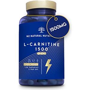 N2 Natural Nutrition L CARNITINA 1500. 120 Capsule Vegetali. Certificato VEGANO. CE. N2 Natural Nutrition