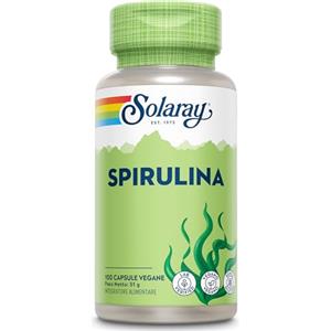 Solaray - Spirulina 410mg - 100 Capsule Vegane - Fonte Ricca di Vitamine Minerali e Proteine - Integratore Naturale al 100% - Senza Magnesio Stearato - Testata in Laboratorio