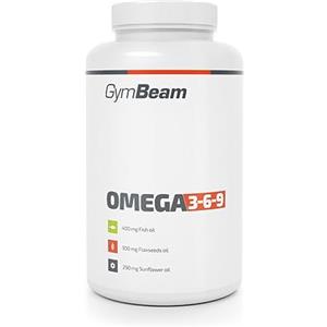GymBeam Integratore Omega 3-6-9, 800mg Olio di Pesce, 600mg Olio di Semi di Lino, 580mg Olio di Girasole, Con EPA, DHA e Vitamina E, per la Salute del Cuore, Fonte di Acidi Grassi (240 cps)