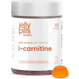 Jelly Pills Gummies L-Carnitina con Vitamine D3, B7 e Cromo - Supporto al Metabolismo Energetico - 60 Gummies Vegane - Gusto Arancia Naturale - Funzione Muscolare ed Energia - Jelly Pills Sports - per 1 mese