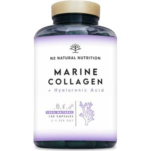 N2 Natural Nutrition Collagene Marino con Acido Ialuronico, Magnesio e Vitamina C. Integratori Articolazioni, Cartilagine e Pelle. 150 capsule. Fornitura per 75 giorni. Collagene Idrolizzato. PEPTAN. N2 Natural Nutrition