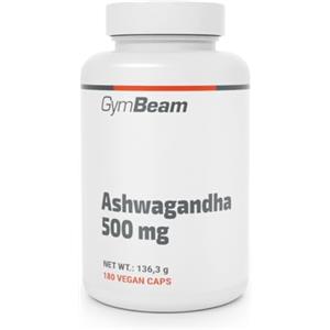 GymBeam Ashwagandha, Withania Somnifera, Ginseng Indiano, 500mg di Estratto, 5% Withanolides, Adattogeni per Resistenza e Gestione dello Stress, Pratiche Capsule (180 cps)