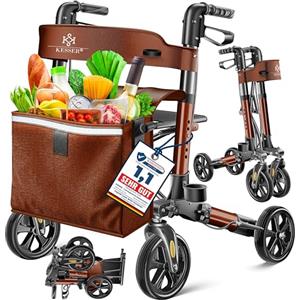 KESSER Leggero deambulatore pieghevole Girello ultraleggero con 4 ruote Premium in alluminio Rollator Set Peso massimo sopportato: 136 Kg
