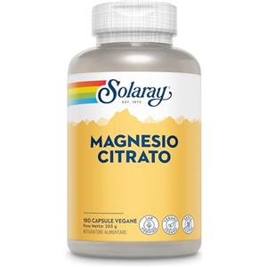 Solaray Magnesio Citrato Chelato - 180 Capsule Vegane - 400mg di Mag Elementare per Dose - Supporta Energia, Muscoli e Sistema Nervoso - Testato in laboratorio