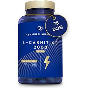 N2 Natural Nutrition L CARNITINA 2000, 150 Capsule 75 giorni. Integratore di aminoacidi. Certificato VEGANO. CE. N2 Natural Nutrition