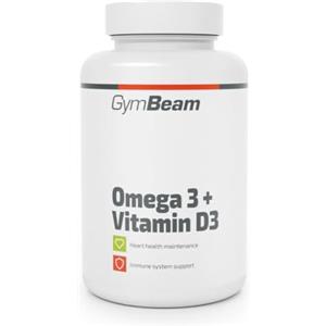 GymBeam Omega 3 e Vitamina D3, 90 Capsule di grassi sani con acido eicosapentaenoico (EPA), acido docosaesaenoico (DHA) e colecalciferolo, Supporta la funzione cardiaca, cerebrale e la vista